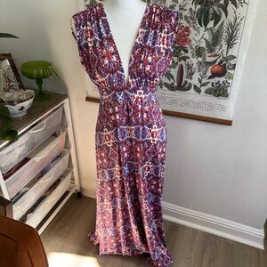 Veronica Floral V-Neck Maxi Dress Large
